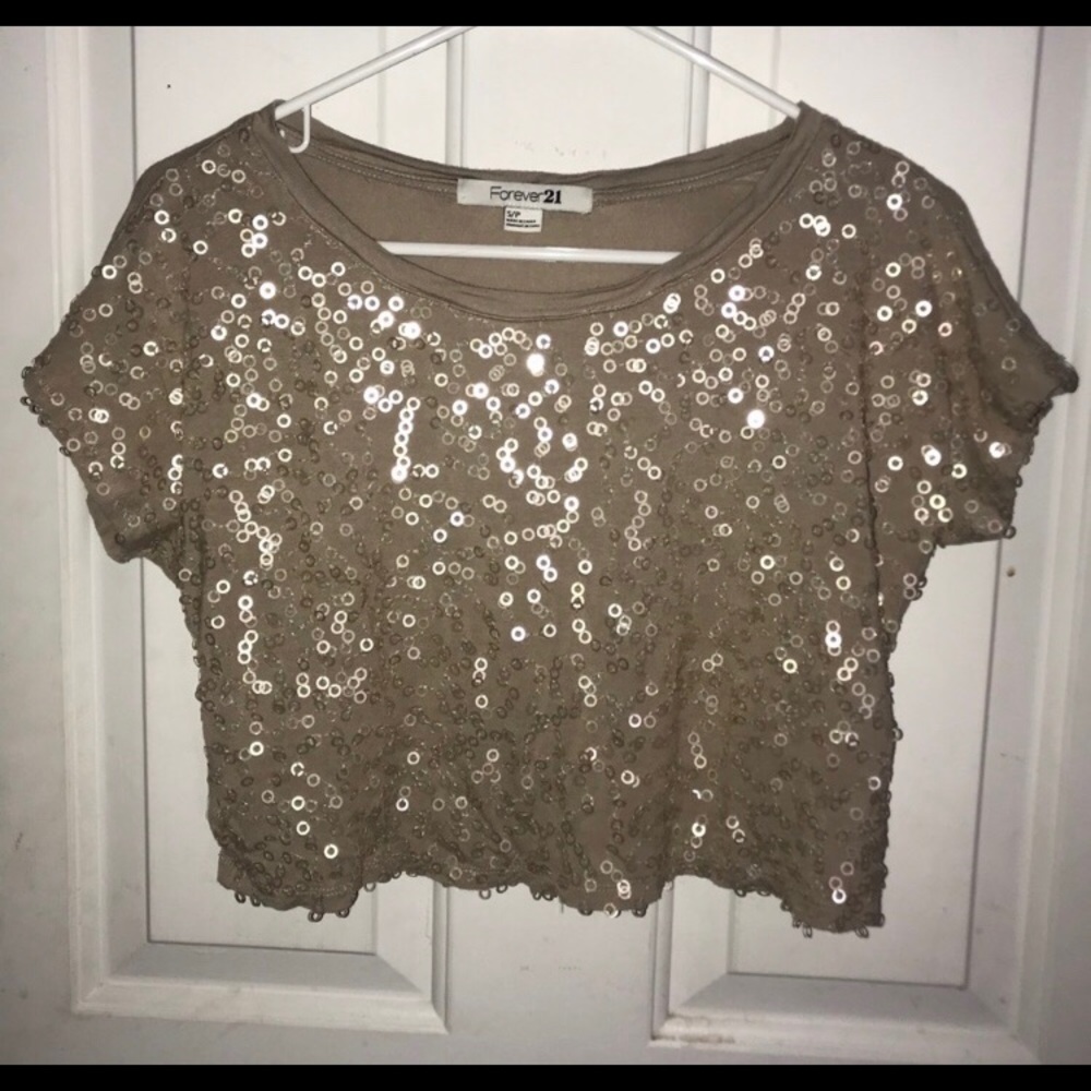 3/$20 Gold Forever 21 Sequin Crop Top